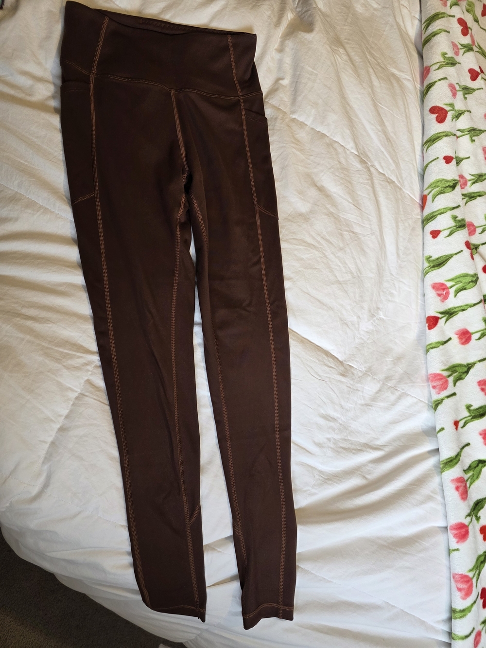 Victoria's Secret Brown High-Waist Seam Detail Leggings - Side Pockets - S/M